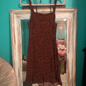 Xhilarstion Leapord Square Neck Tie Dress